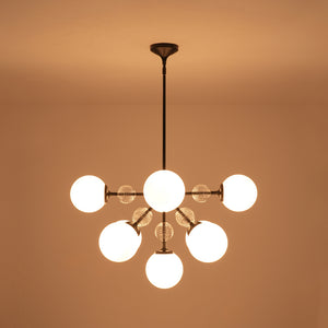 9-Light Tiered Sputnik Glass Globe Bubble Chandelier
