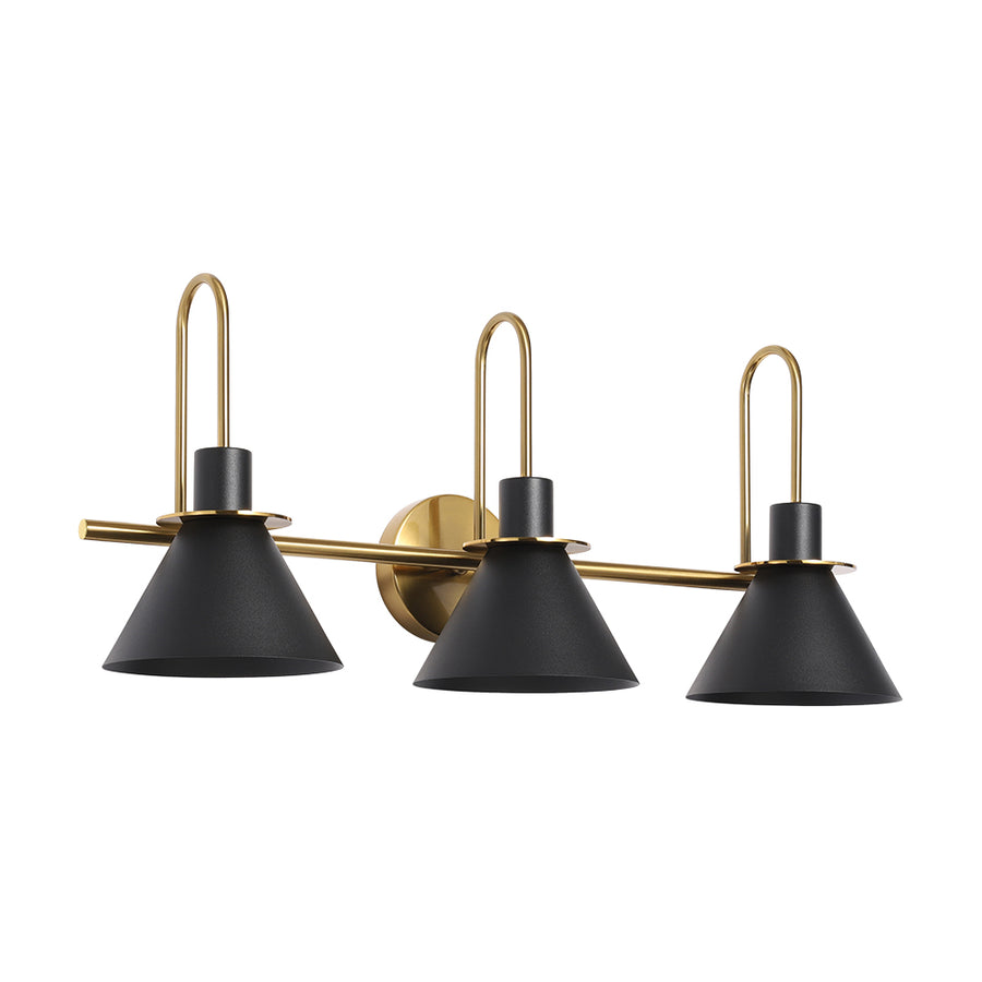 3-Light Metal Conical Shade Bathroom Vanity Wall Sconce