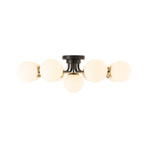 9-Light Opal Glass Bubble Round Sunburst Sputnik Semi Flush Mount