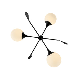 Wind-Vane Tiered 3-Light Opal Glass Globe Sputnik Chandelier