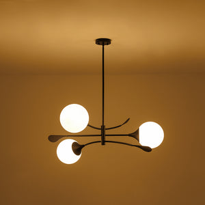 Wind-Vane Tiered 3-Light Opal Glass Globe Sputnik Chandelier