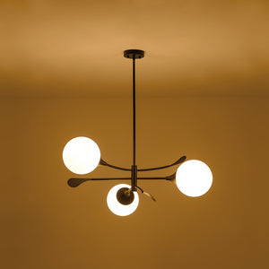 Wind-Vane Tiered 3-Light Opal Glass Globe Sputnik Chandelier
