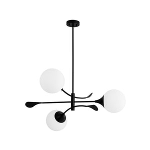 Wind-Vane Tiered 3-Light Opal Glass Globe Sputnik Chandelier