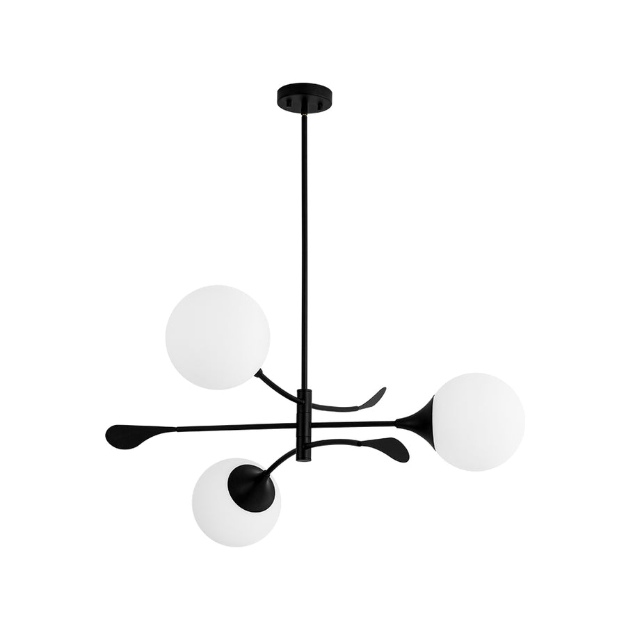 Wind-Vane Tiered 3-Light Opal Glass Globe Sputnik Chandelier