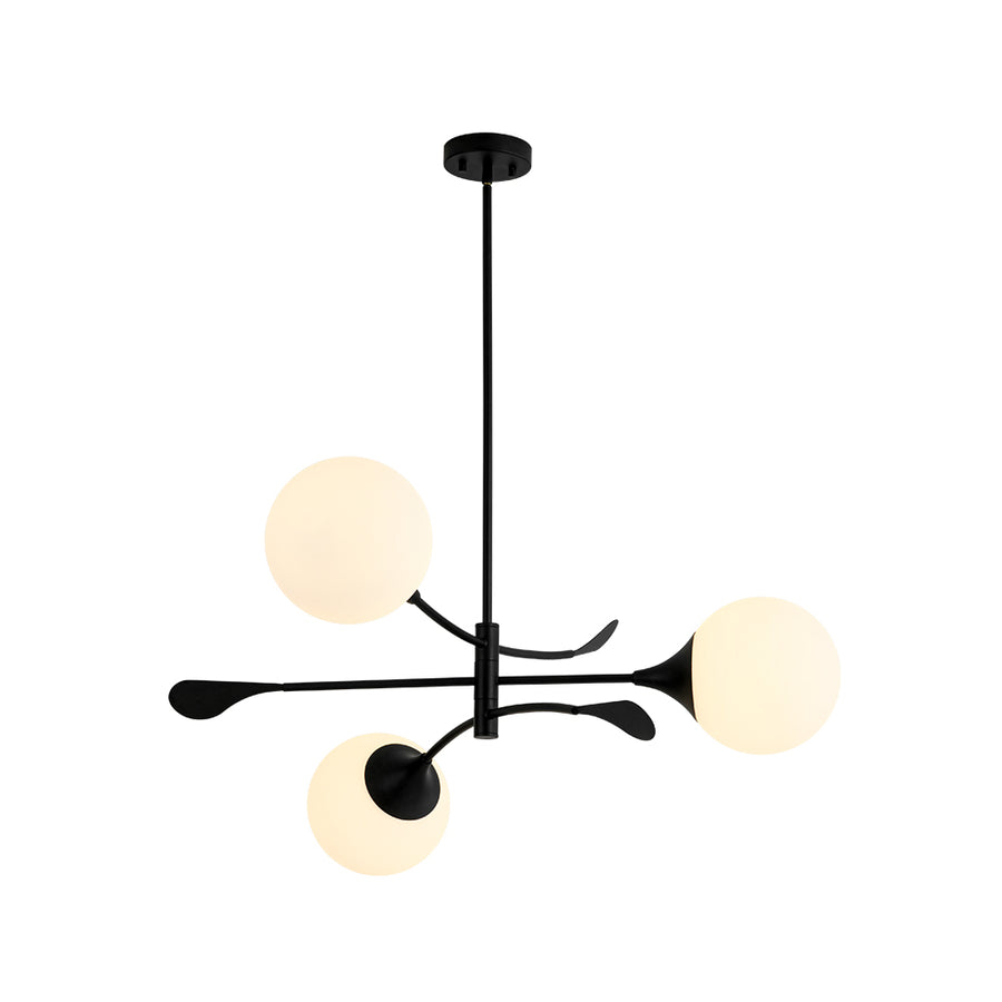 Wind-Vane Tiered 3-Light Opal Glass Globe Sputnik Chandelier
