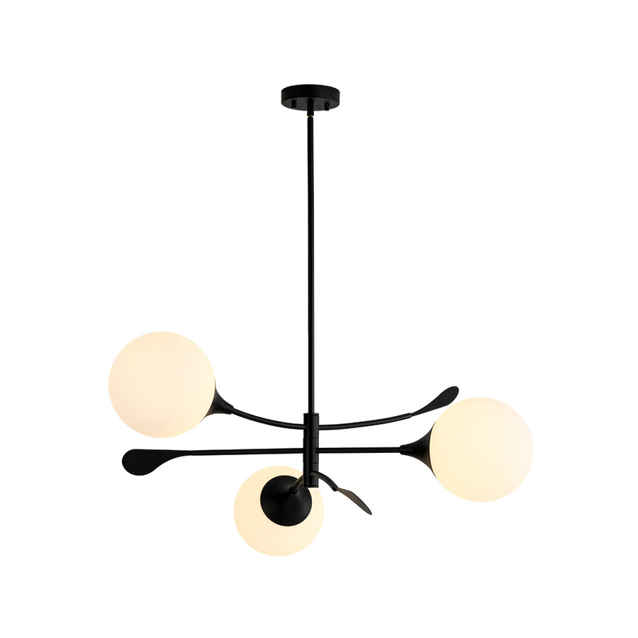 Wind-Vane Tiered 3-Light Opal Glass Globe Sputnik Chandelier