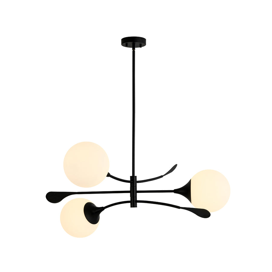 Wind-Vane Tiered 3-Light Opal Glass Globe Sputnik Chandelier