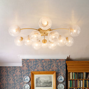 Bloom 12-Light Opal Swirl Glass Bubble Semi Flush Chandelier