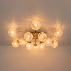 Bloom 12-Light Opal Swirl Glass Bubble Semi Flush Chandelier
