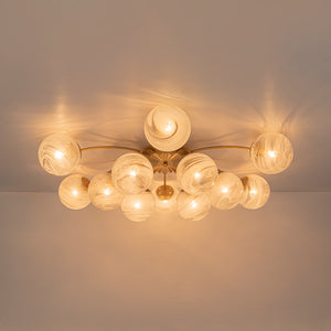 Bloom 12-Light Opal Swirl Glass Bubble Semi Flush Chandelier
