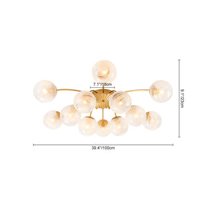 Bloom 12-Light Opal Swirl Glass Bubble Semi Flush Chandelier