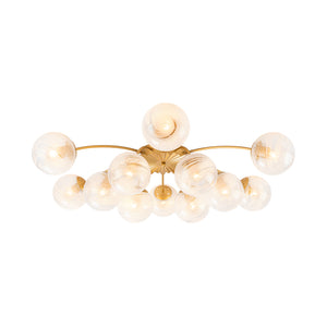 Bloom 12-Light Opal Swirl Glass Bubble Semi Flush Chandelier