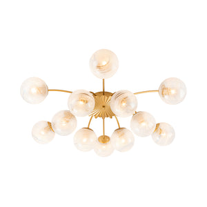 Bloom 12-Light Opal Swirl Glass Bubble Semi Flush Chandelier