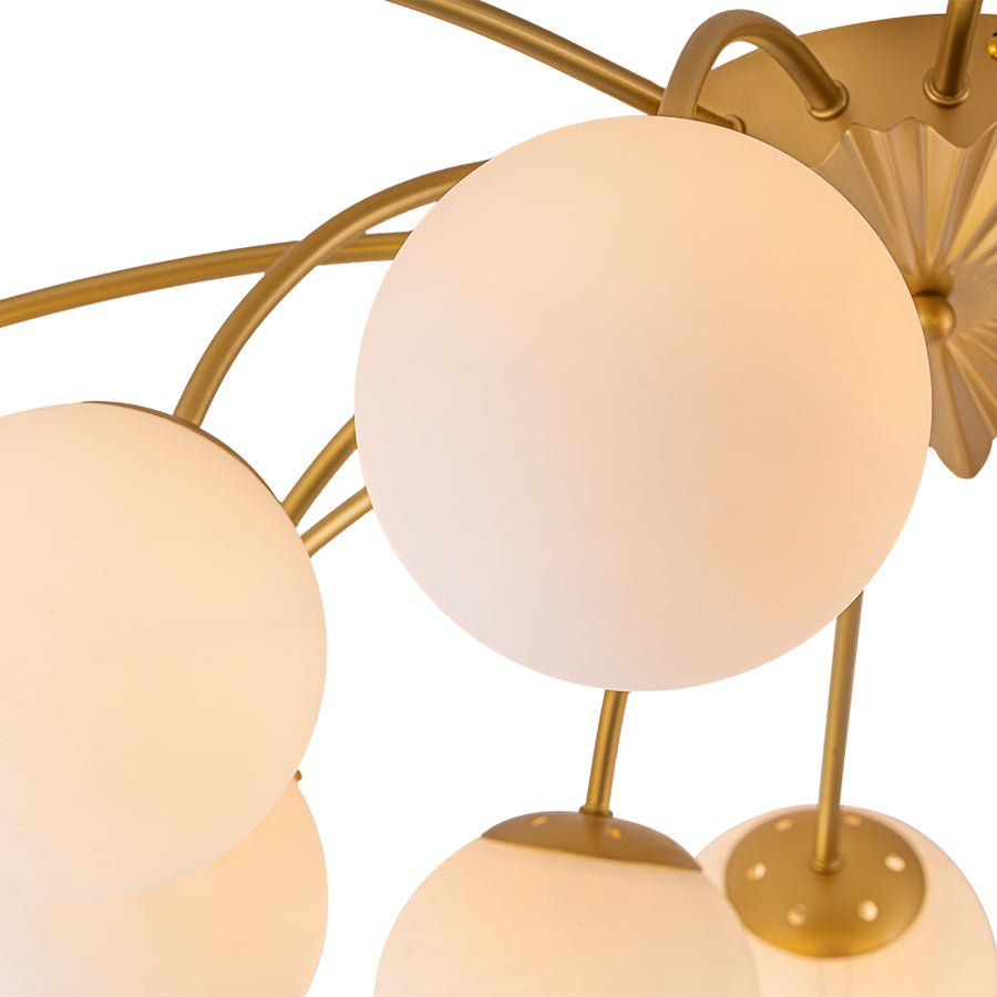 Bloom Dimmable Opal Glass Globe Bubble Semi Flush Chandelier