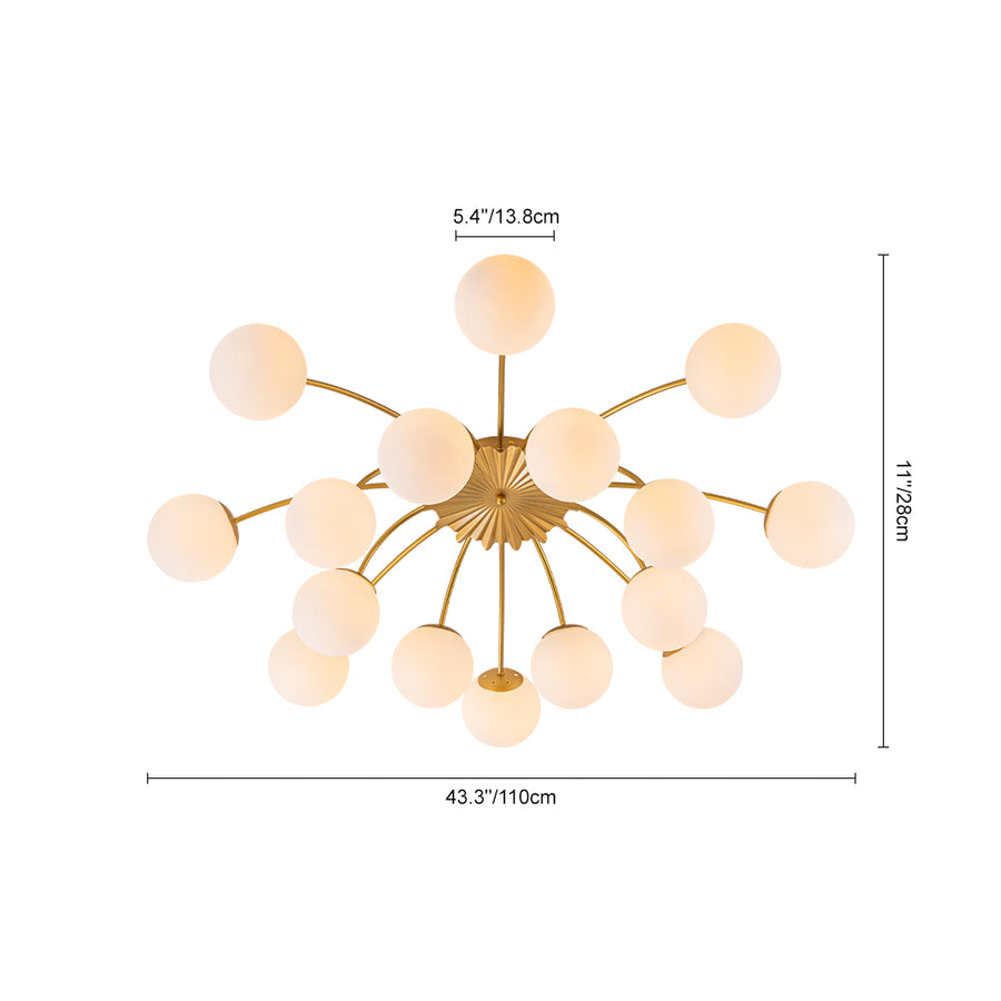Bloom Dimmable Opal Glass Globe Bubble Semi Flush Chandelier