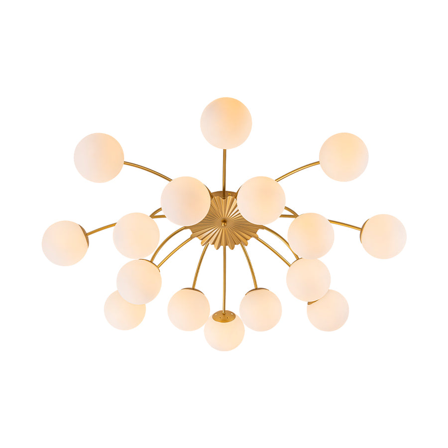 Bloom Dimmable Opal Glass Globe Bubble Semi Flush Chandelier
