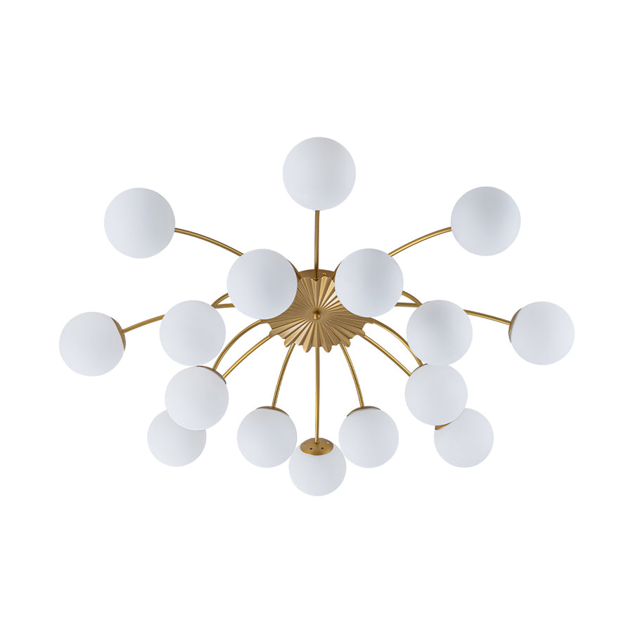 Bloom Dimmable Opal Glass Globe Bubble Semi Flush Chandelier