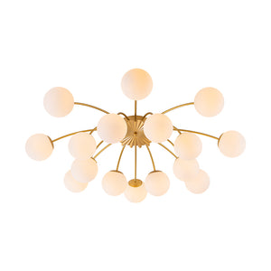 Bloom Dimmable Opal Glass Globe Bubble Semi Flush Chandelier