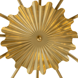 Bloom Brass 12-Light Ribbed Glass Bubble Semi Flush Chandelier
