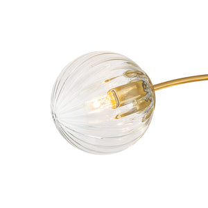 Bloom Brass 12-Light Ribbed Glass Bubble Semi Flush Chandelier