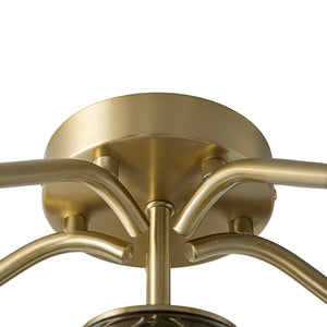 Bloom Brass Smoked Glass Bubble Semi Flush Chandelier