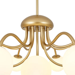Bloom Firework Brass Tiered Opal Glass Bubble Chandelier
