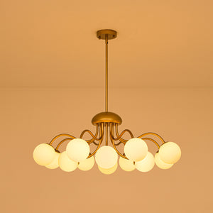 Bloom Firework Brass Tiered Opal Glass Bubble Chandelier