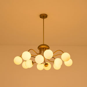 Bloom Firework Brass Tiered Opal Glass Bubble Chandelier
