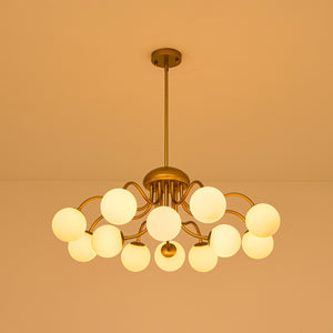 Bloom Firework Brass Tiered Opal Glass Bubble Chandelier