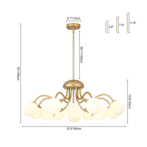 Bloom Firework Brass Tiered Opal Glass Bubble Chandelier