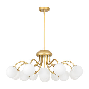 Bloom Firework Brass Tiered Opal Glass Bubble Chandelier