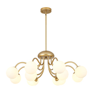 Bloom Firework Brass Tiered Opal Glass Bubble Chandelier