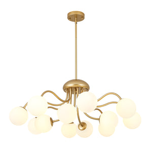 Bloom Firework Brass Tiered Opal Glass Bubble Chandelier