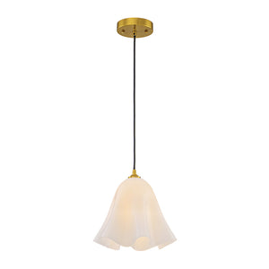 Bloom Pleated Shine Opal Glass Calla Flower Pendant Light