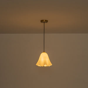 Bloom Pleated Shine Opal Glass Calla Flower Pendant Light