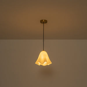 Bloom Pleated Shine Opal Glass Calla Flower Pendant Light