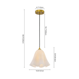 Bloom Pleated Shine Opal Glass Calla Flower Pendant Light