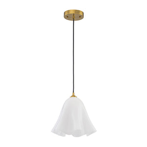 Bloom Pleated Shine Opal Glass Calla Flower Pendant Light