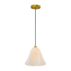 Bloom Pleated Shine Opal Glass Calla Flower Pendant Light