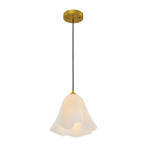 Bloom Pleated Shine Opal Glass Calla Flower Pendant Light