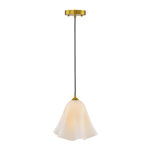 Bloom Pleated Shine Opal Glass Calla Flower Pendant Light