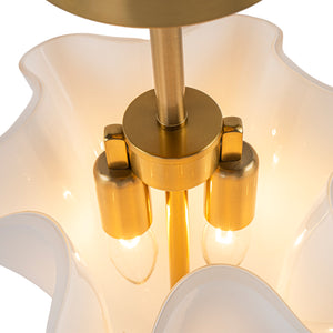Bloom Pleated Shine Opal Glass Calla Flower Semi Flush Mount