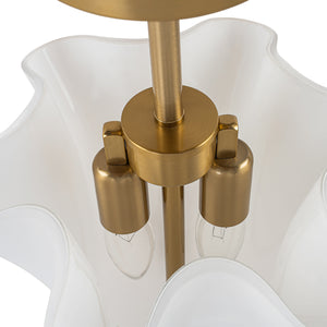 Bloom Pleated Shine Opal Glass Calla Flower Semi Flush Mount