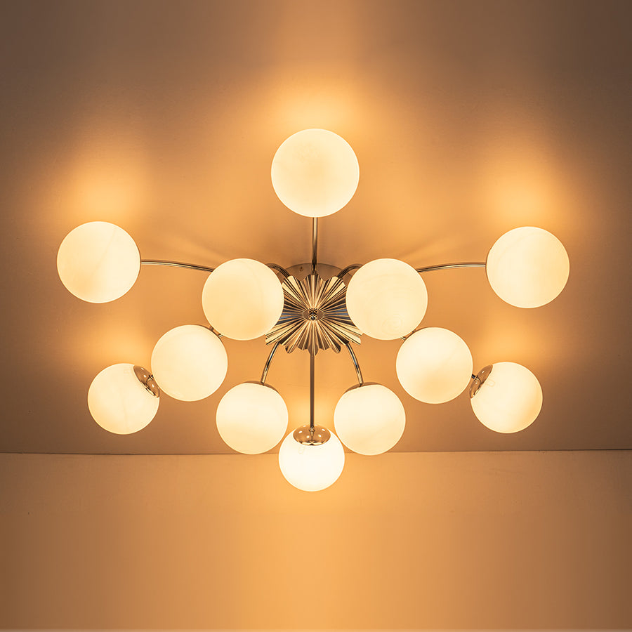 (OpenBox) Blossom 12-Light Opal Glass Bubble Semi Flush Chandelier