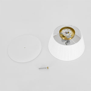 Boho 3-Light Round Pleated Fabric Drum Cage Flush Mount
