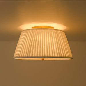 Boho 3-Light Round Pleated Fabric Drum Cage Flush Mount