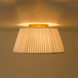 Boho 3-Light Round Pleated Fabric Drum Cage Flush Mount