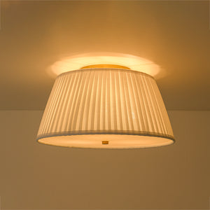Boho 3-Light Round Pleated Fabric Drum Cage Flush Mount