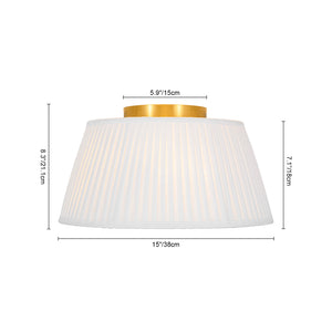 Boho 3-Light Round Pleated Fabric Drum Cage Flush Mount