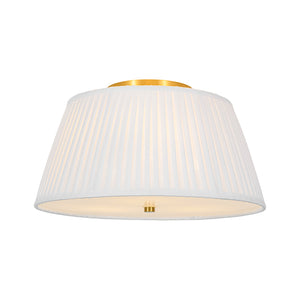 Boho 3-Light Round Pleated Fabric Drum Cage Flush Mount